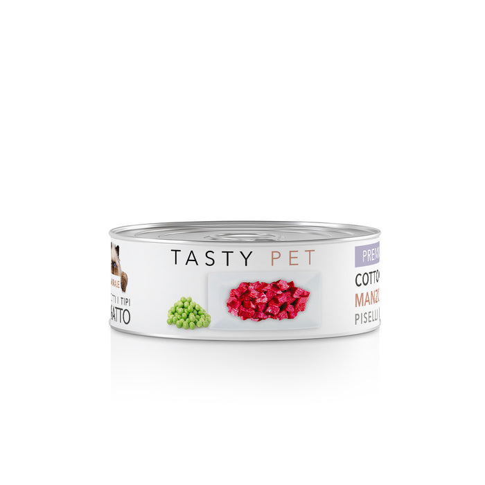 Tasty Pet Confezione di Alimento Completo Umido per Gatti - 5003 Pate' Premium Manzo Piselli e Carota