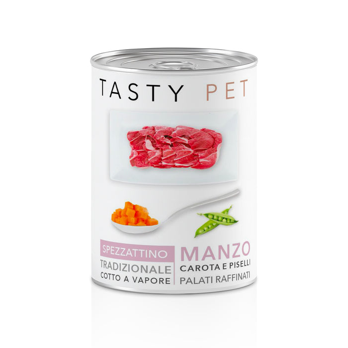 Tasty Pet Confezione di Alimento Completo Umido per Cani - 2502 Spezzatino Manzo Carote e Piselli