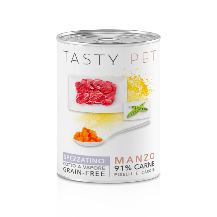 Tasty Pet Confezione di Alimento Completo Umido per Cani - 2502 Spezzatino Manzo Carote e Piselli