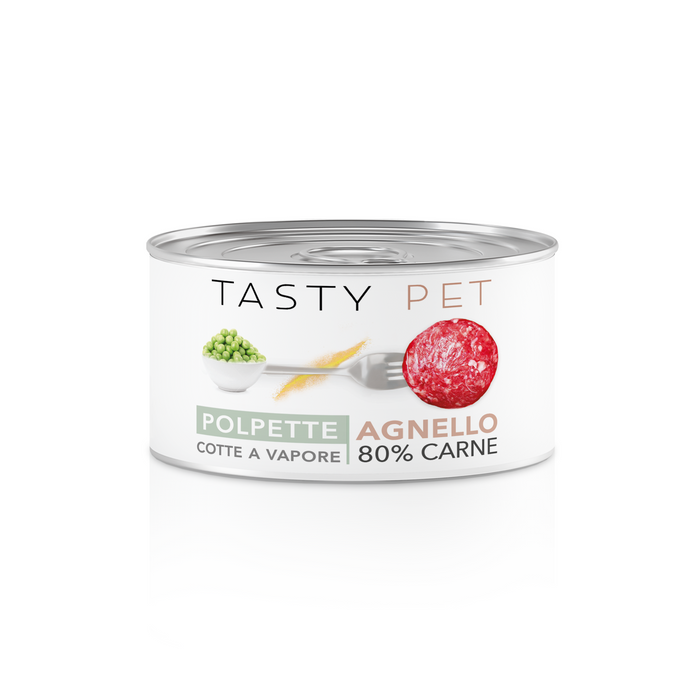 Tasty Pet Confezione di Alimento Completo Umido per Cani - 2603 Polpette al Sugo Agnello varote e piselli