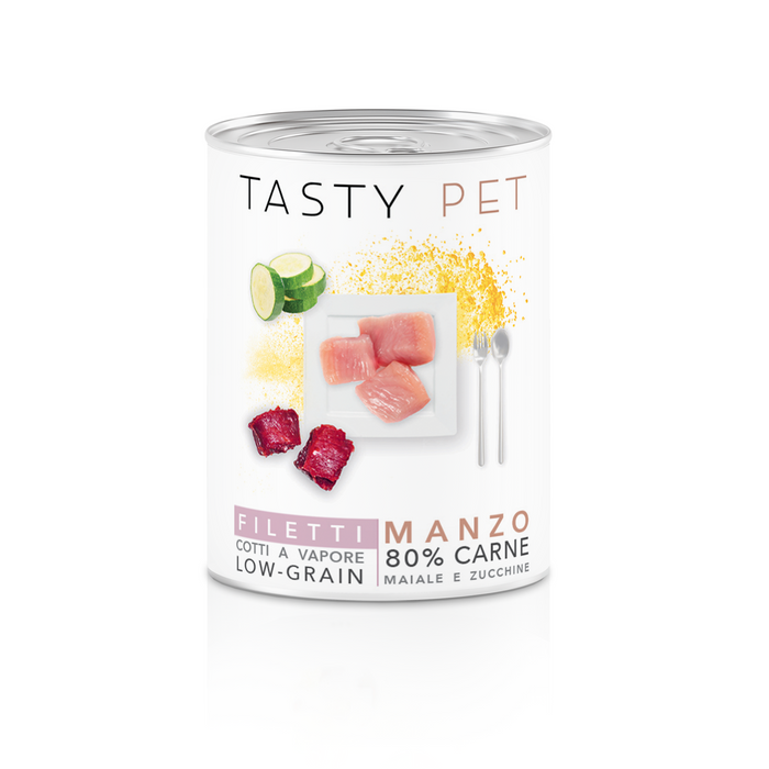 Confezione di Alimento Completo Umido per Cani - 2207 Filetti in Gelatina Manzo Maiale Zucchine