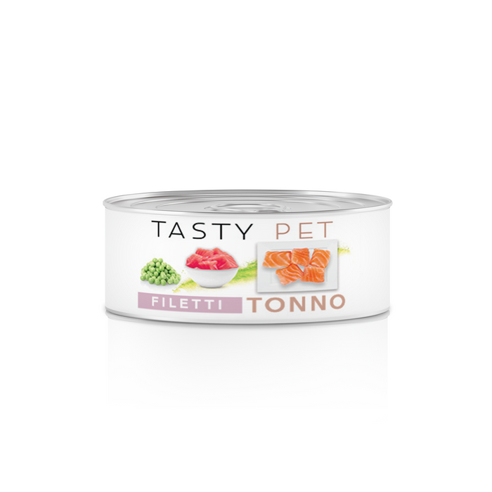 Tasty Pet Confezione di Alimento Completo Umido per Cani - 2201 Filetti in Gelatina Tonno, salmone e piselli