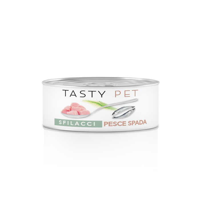 Tasty Pet Confezione di Alimento Completo Umido per Gatti - 5113 Sfilacci di Pesce spada Alicette e Zucca