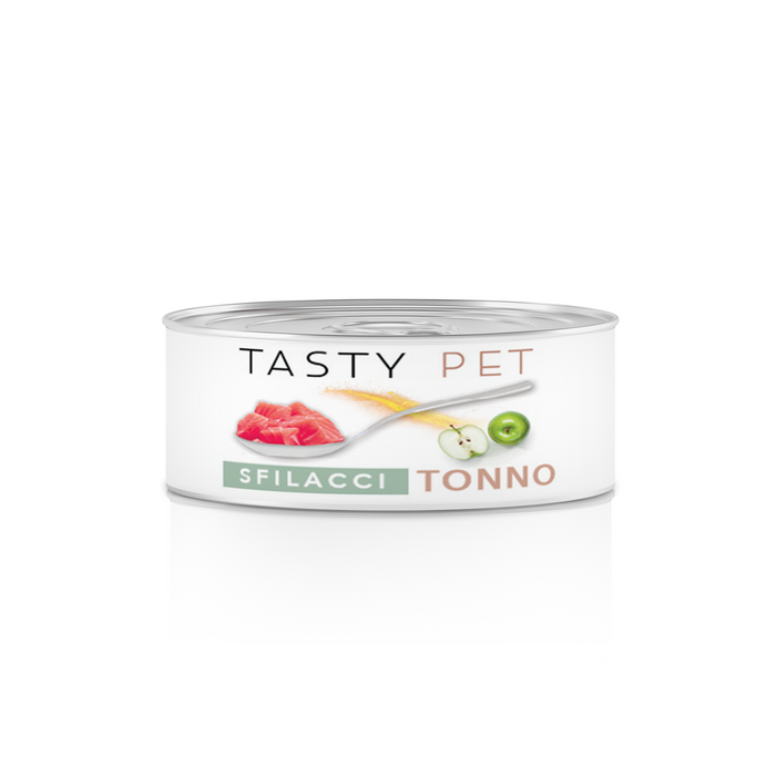 Tasty Pet Confezione di Alimento Completo Umido per Gatti - 5115 Sfilacci di Tonno Orata e Mela