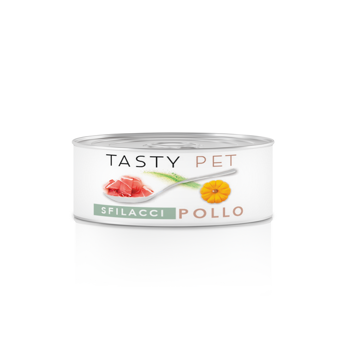 Tasty Pet Confezione di Alimento Completo Umido per Gatti - 5116 Sfilacci di Prosciutto Pollo e Zucca