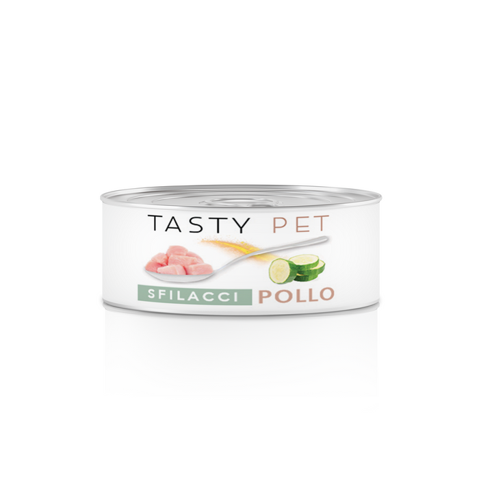 Tasty Pet Confezione di Alimento Completo Umido per Gatti - 5117 Sfilacci di Pollo Fegatini Zucchine