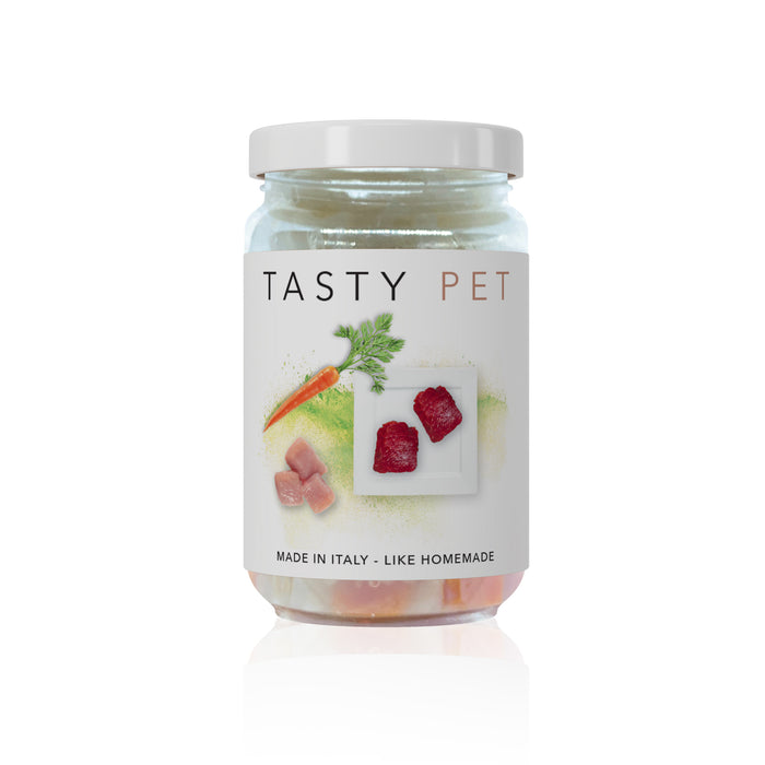 Tasty Pet Confezione di Alimento Completo Umido per Gatti - 4006 Pate' Premium Pollo con Fegato con Maiale e Carote